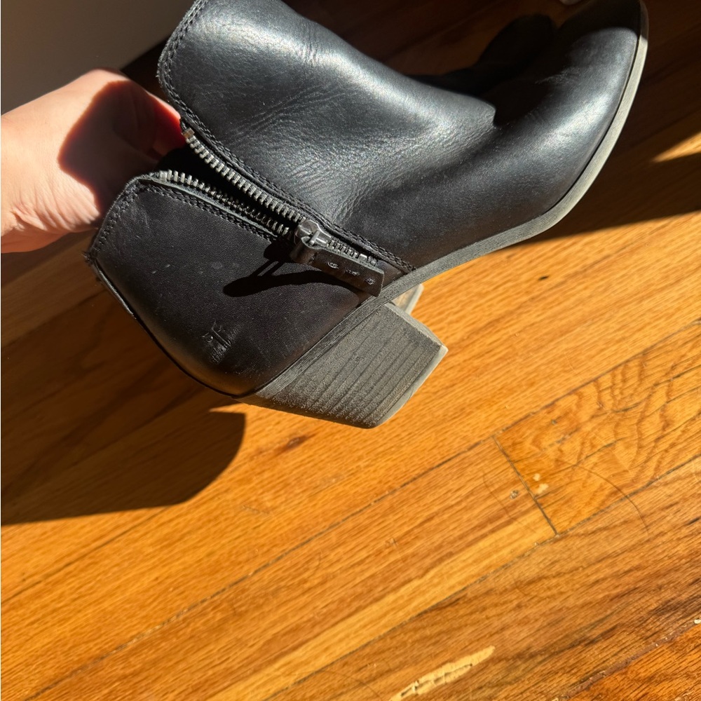 Frye Black Leather Ankle Booties